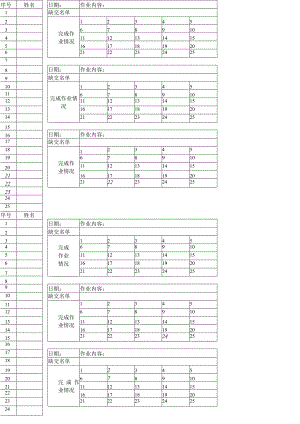 班主任科任教师25人以内班级作业统计表.docx