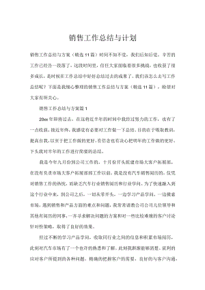 销售工作总结与计划.docx
