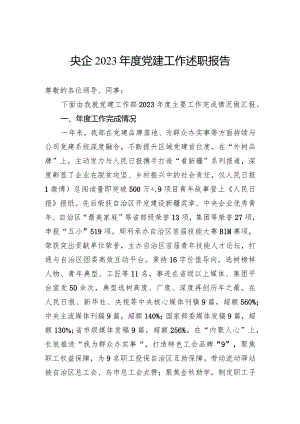 央企2023年度党建工作述职报告.docx