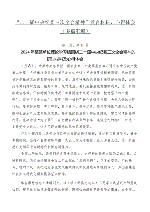 “二十届中央纪委三次全会精神”发言材料、心得体会（多篇汇编）.docx