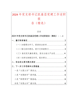 2024年党支部书记抓基层党建工作述职报告（精选）.docx