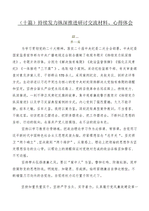 （十篇）持续发力纵深推进研讨交流材料、心得体会.docx