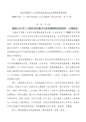 关于开展学习二十届中央纪委三次全会精神发言材料.docx