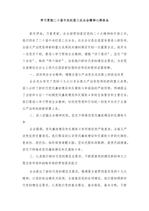 学习2024年二十届中央纪委三次全会的心得体会（15篇）.docx