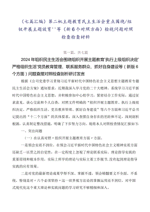 （七篇汇编）第二批专题教育民主生活会重点围绕“组织开展主题教育”等（新6个对照方面）检视问题对照检查检查材料.docx