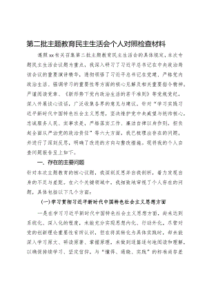 第二批主题教育民主生活会个人对照检查材料.docx