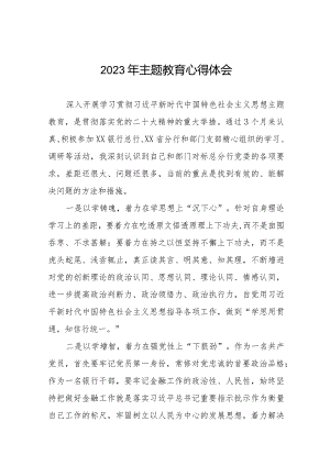 农村商业银行关于2023年主题教育心得体会发言稿八篇.docx