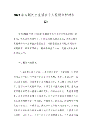 2023年专题民主生活会个人检视剖析材料（7）.docx