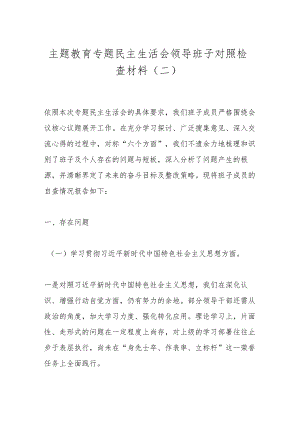主题教育专题民主生活会领导班子对照检查材料（二）.docx