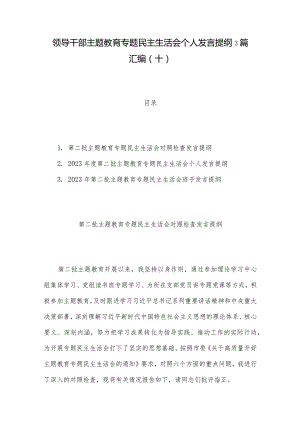 领导干部主题教育专题民主生活会个人发言提纲3篇汇编（十）.docx