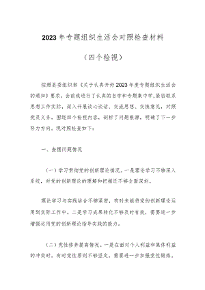 2023年专题组织生活会对照检查材料（四个检视）.docx