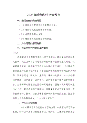 2篇支部书记一把手正职2023-2024年度年度组织生活会四个方面检视个人对照检查发言.docx
