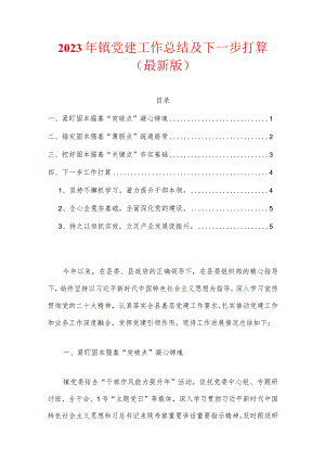 2023年镇党建工作总结及下一步打算.docx