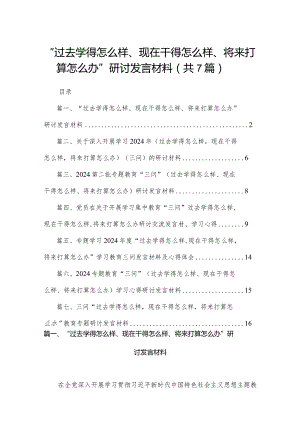 “过去学得怎么样、现在干得怎么样、将来打算怎么办”研讨发言材料【七篇精选】供参考.docx