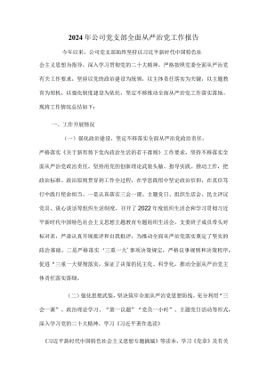 2024年公司党支部全面从严治党工作报告.docx