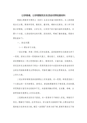 以学铸魂、以学增智民主生活会对照检查材料.docx