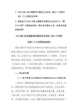 两篇2024年度第二批主题教育专题民主生活会个人“新六个方面”对照检查材料(践行宗旨服务人民、求真务实狠抓落实等).docx