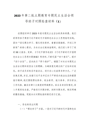 2023年第二批主题教育专题民主生活会领导班子对照检查材料（4）.docx