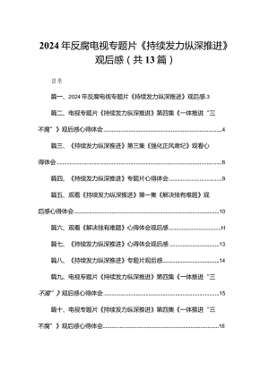 2024年反腐电视专题片《持续发力纵深推进》观后感（共13篇）.docx