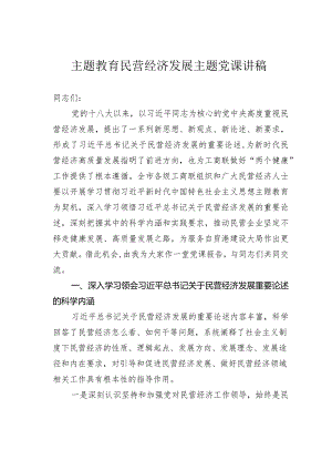 主题教育民营经济发展主题党课讲稿.docx