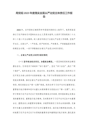 局党组2023年度落实全面从严治党主体责任工作报告.docx