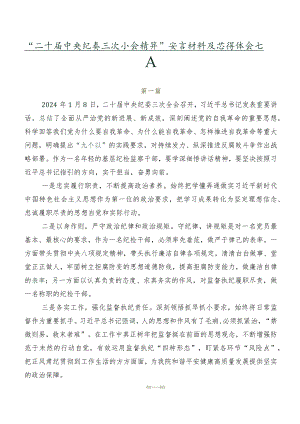 “二十届中央纪委三次全会精神”发言材料及心得体会七篇.docx