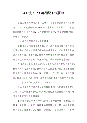 XX镇2023年组织工作要点.docx