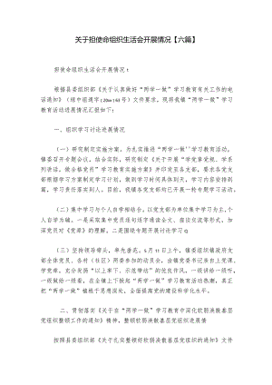 关于担使命组织生活会开展情况【六篇】_1.docx