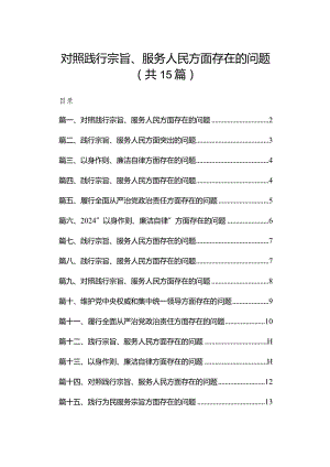 对照践行宗旨、服务人民方面存在的问题范文15篇（精编版）.docx