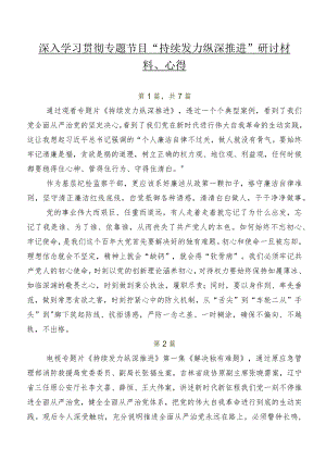 深入学习贯彻专题节目“持续发力 纵深推进”研讨材料、心得.docx