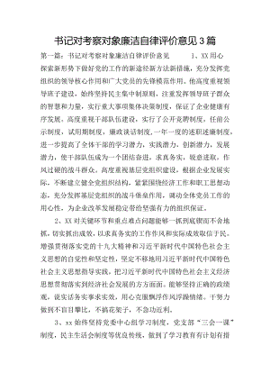书记对考察对象廉洁自律评价意见3篇.docx