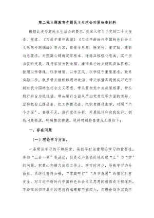 第二批主题教育专题民主生活会对照检查材料.docx