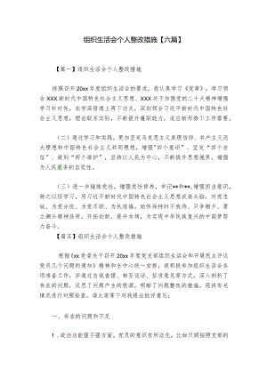 组织生活会个人整改措施【六篇】.docx