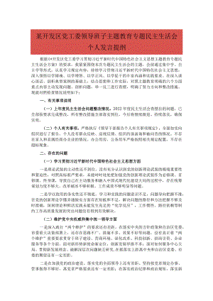 某开发区党工委领导班子主题教育专题民主生活会个人发言提纲.docx