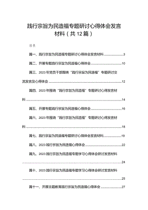 （12篇）践行宗旨为民造福专题研讨心得体会发言材料汇编.docx