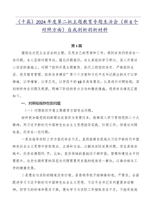 （十篇）2024年度第二批学习教育专题生活会（新6个对照方面）自我剖析剖析材料.docx