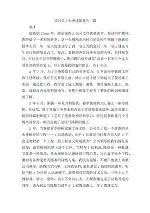 项目总工年度述职报告三篇.docx