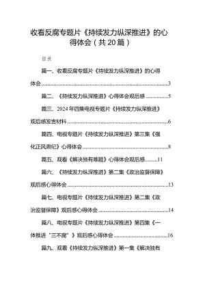 收看反腐专题片《持续发力纵深推进》的心得体会（共20篇）.docx