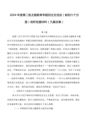 2024年度第二批学习教育专题民主生活会(新的六个方面)剖析检查材料（九篇合集）.docx