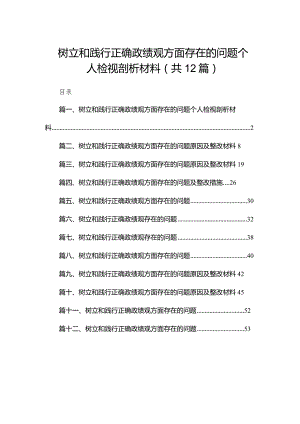 树立和践行正确政绩观方面存在的问题个人检视剖析材料12篇供参考.docx
