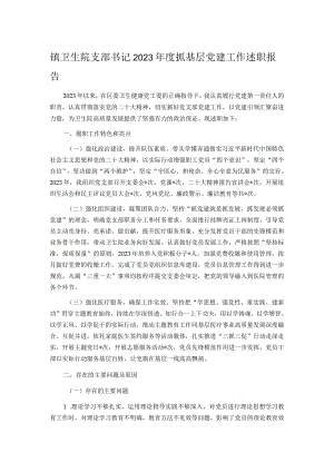 镇卫生院支部书记2023年度抓基层党建工作述职报告.docx