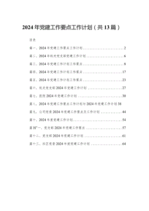 2024年党建工作要点工作计划（共13篇）汇编.docx