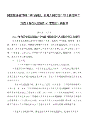 民主生活会对照“践行宗旨、服务人民方面”等(新的六个方面)存在问题剖析研讨发言9篇合集.docx