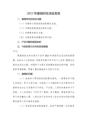 3篇支部普通党员2023-2024年度组织生活会四个方面检视个人对照检查发言.docx