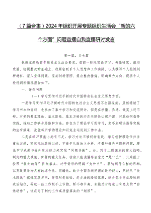 （7篇合集）2024年组织开展专题组织生活会“新的六个方面”问题查摆自我查摆研讨发言.docx