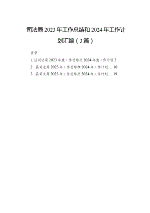 司法局2023年工作总结和2024年工作计划汇编（3篇）.docx