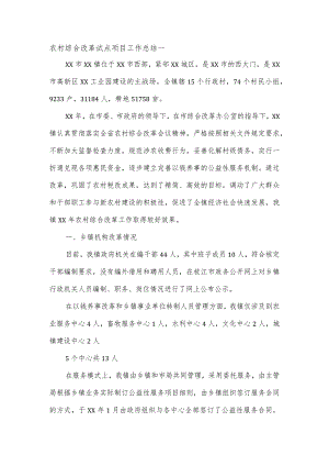农村综合改革试点项目工作总结一.docx