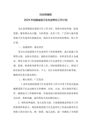 妇幼保健院2024年创建省级卫生先进单位工作计划.docx