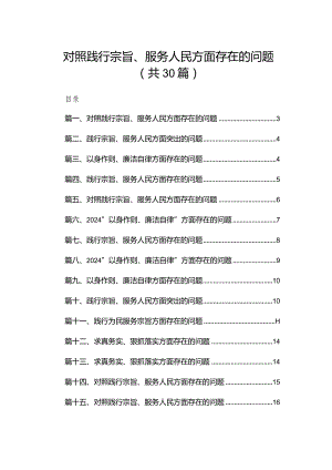 （30篇）对照践行宗旨、服务人民方面存在的问题.docx