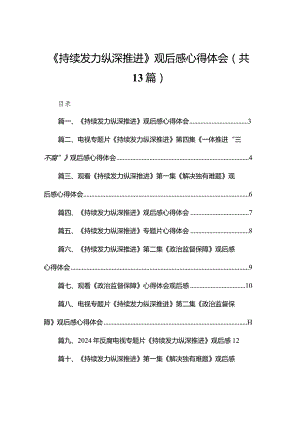 《持续发力纵深推进》观后感心得体会13篇(最新精选).docx